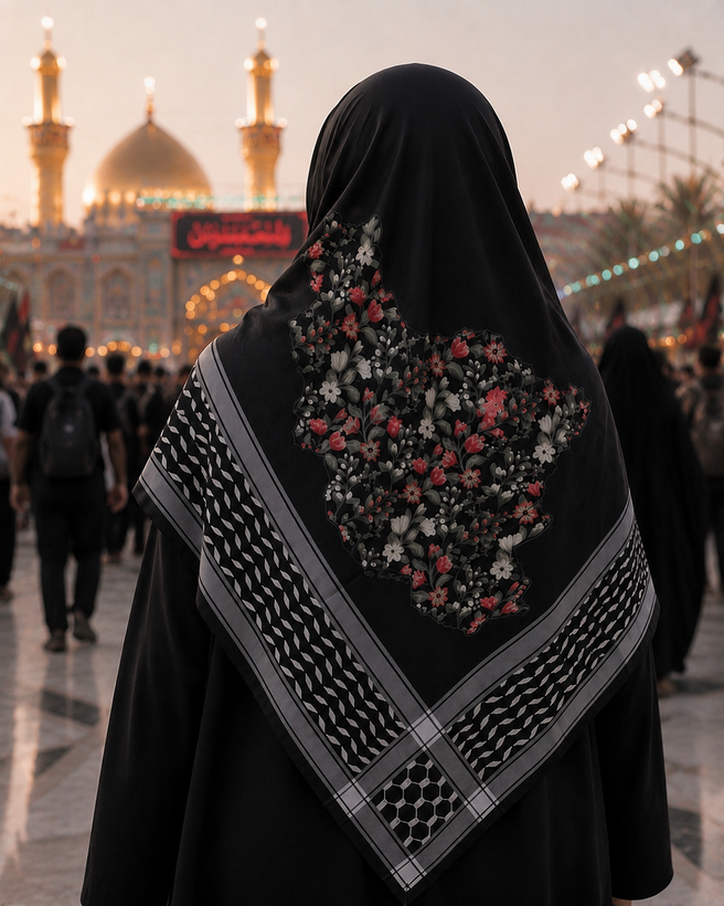روسری مشکی اربعین طرح ایران